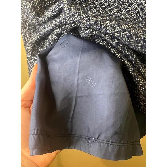 Escada Blue White Tweed Knee Length Wool Silk Pencil Skirt Womens Size US14 - Picture 5 of 10